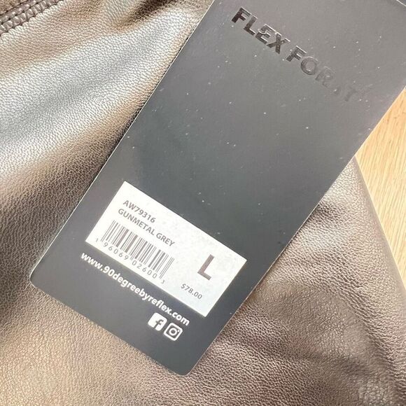 90 Degrees by Reflex Super Hi Waist Leatherette Fleece Brushed Inside Women’s L - Picture 4 of 10